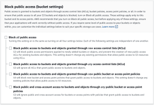 AWS S3 block public access settings